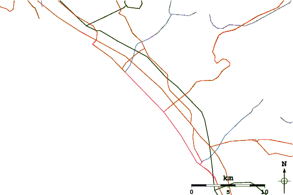 Roads and rivers around Cinquale
