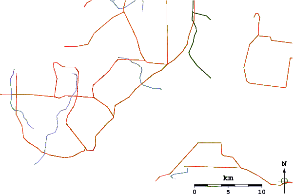 Roads and rivers around Crunchie Pt