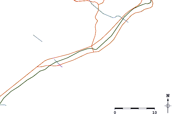 Roads and rivers around Derecha de la Cala