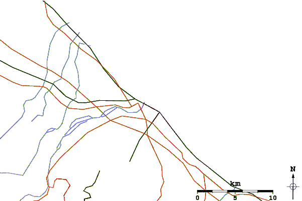Roads and rivers around Devil's Break or Lion's Cage (Rimini)