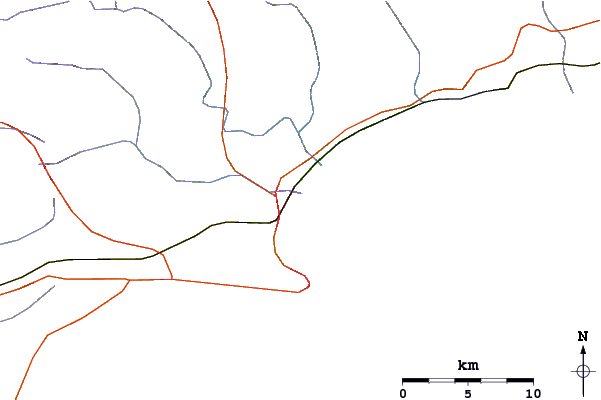 Roads and rivers around Dias Beach