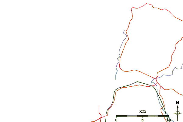 Roads and rivers around Downend Point