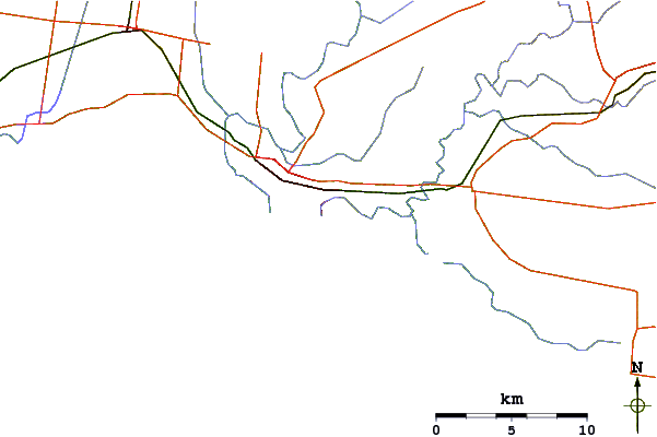 Roads and rivers around Dredges