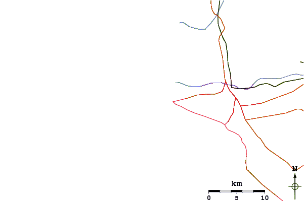 Roads and rivers around El Camotal
