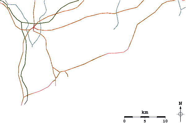 Roads and rivers around El Chorro