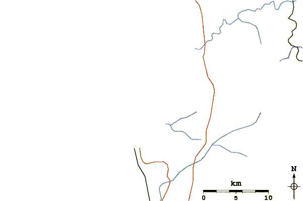 Roads and rivers around El Claron