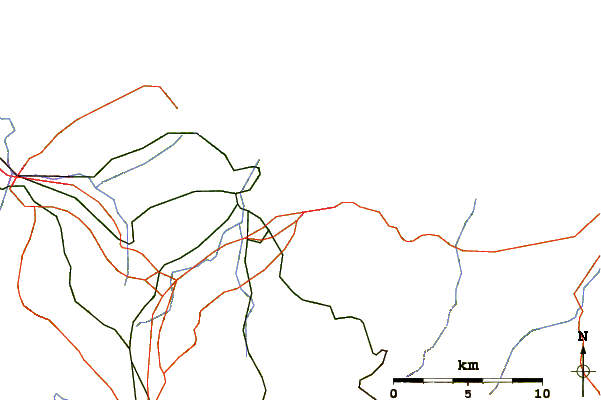 Roads and rivers around El Mongol