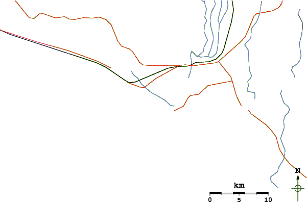 Roads and rivers around El Paraiso