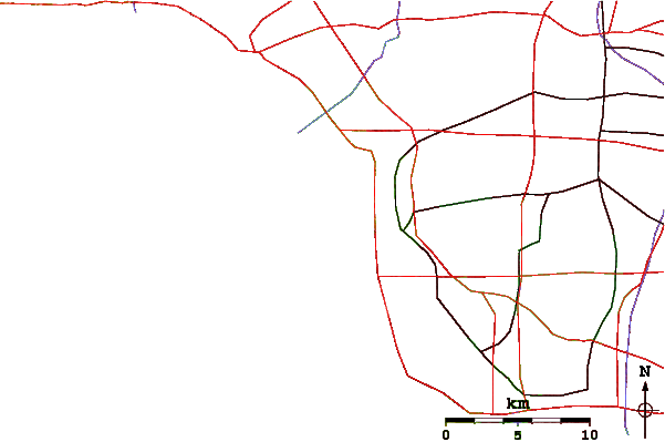 Roads and rivers around El Porto Beach