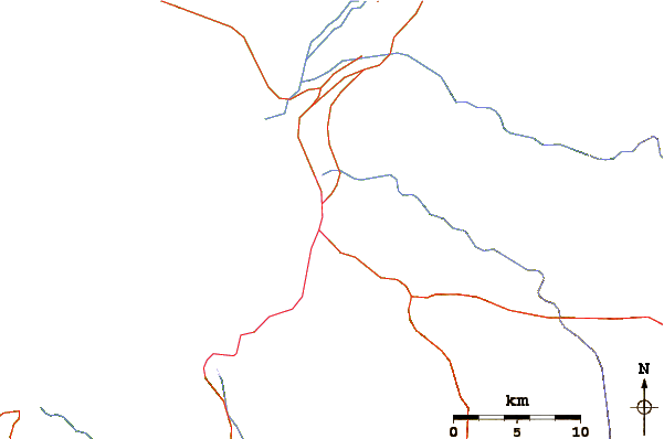 Roads and rivers around El Tizate