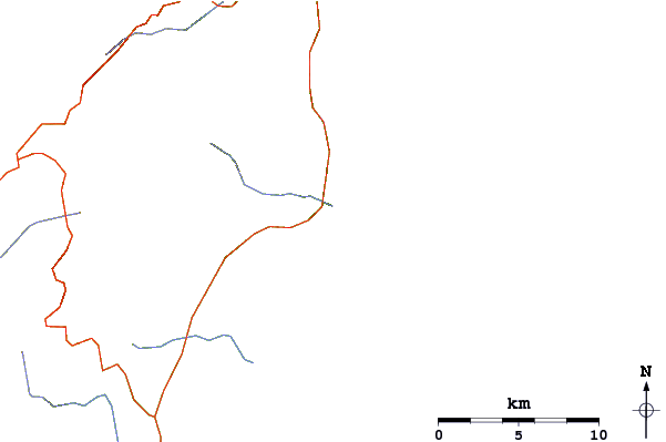 Roads and rivers around Etang de l'Ovu Santu