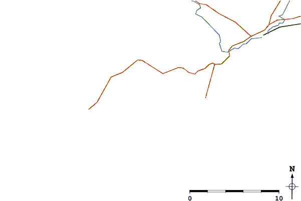 Roads and rivers around Fishermans (Rhiw)