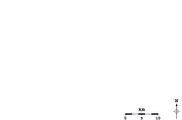 Roads and rivers around Five Islands