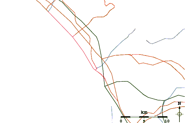 Roads and rivers around Forte dei Marmi (Pontille)