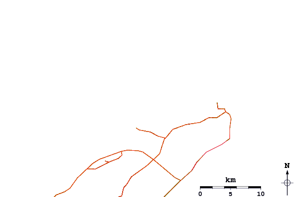 Roads and rivers around Fuero de la Bajeta