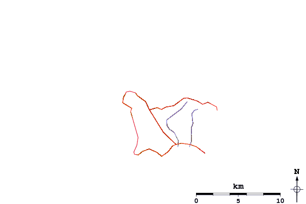 Roads and rivers around Greve de Lacq
