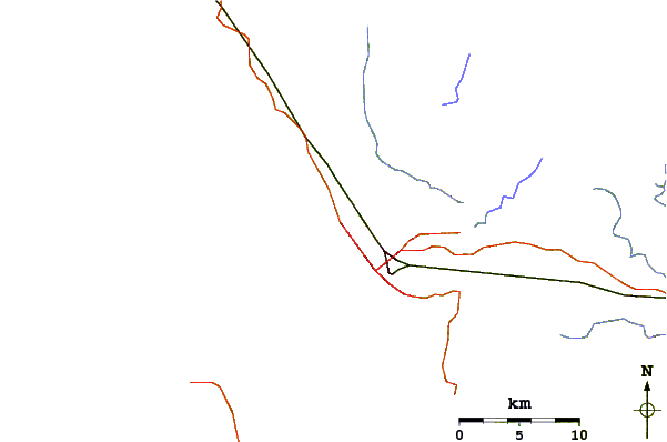 Roads and rivers around Gueque