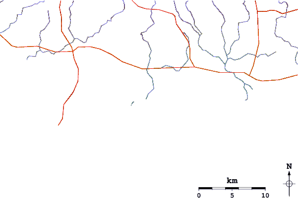 Roads and rivers around Hanson Bay