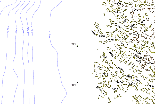 Shoreline around Hare Creek