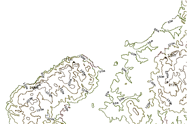 Shoreline around Hawkes Point