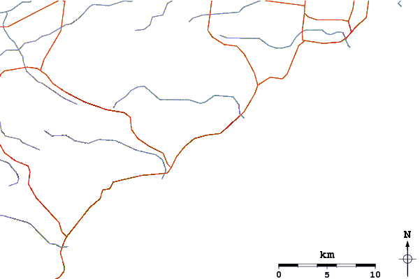Roads and rivers around Hut Gulley