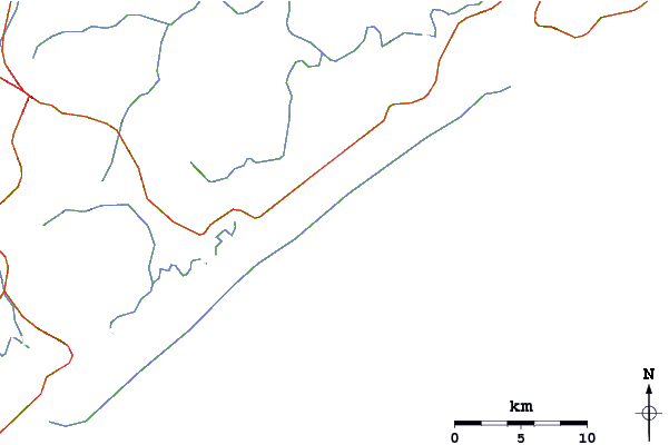 Roads and rivers around Ilha Comprida