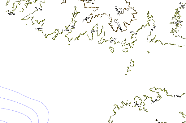 Shoreline around Indicators point