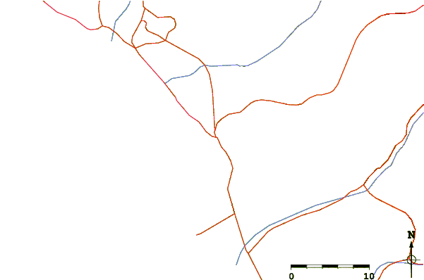 Roads and rivers around San Bartolo - Izquierditas