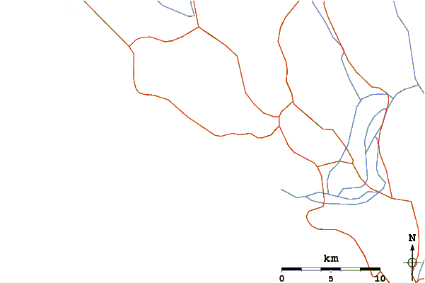 Roads and rivers around Kastro Point (Parga)