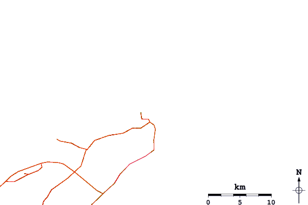 Roads and rivers around La Derecha de Almaciga
