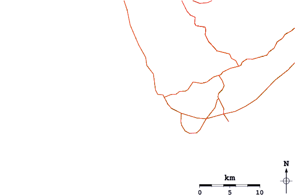 Roads and rivers around La Derecha del Cartel