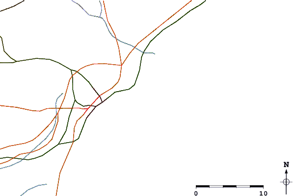 Roads and rivers around Cabo de las Huertas