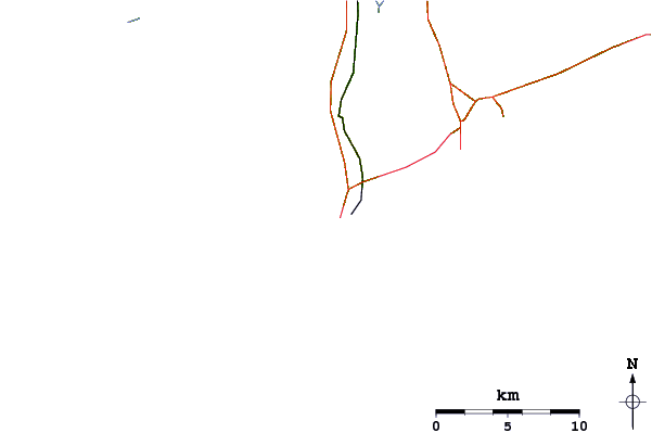 Roads and rivers around La Virgen