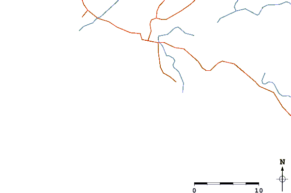 Roads and rivers around La Yerbabuena