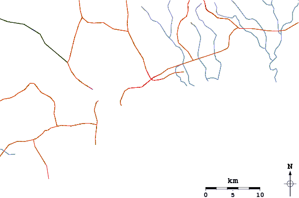 Roads and rivers around La Zurda