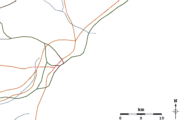 Roads and rivers around La Placa