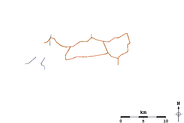Roads and rivers around Lacona or Tallinucci (Elba)