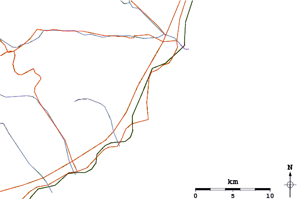 Roads and rivers around Laiguelia