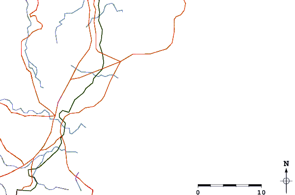 Roads and rivers around Lakes Beach