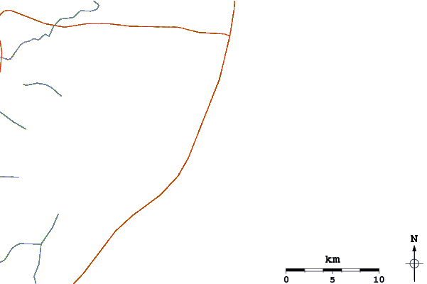 Roads and rivers around Las Achiras