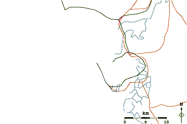 Roads and rivers around Las Caracolas