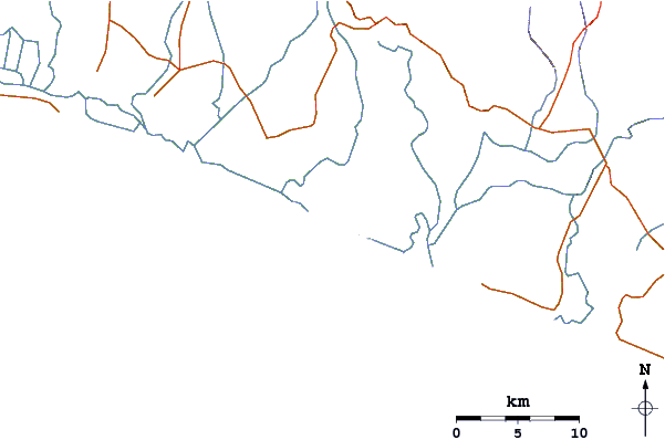 Roads and rivers around Las Lisas