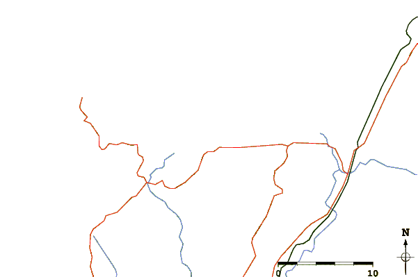 Roads and rivers around Las Peñas