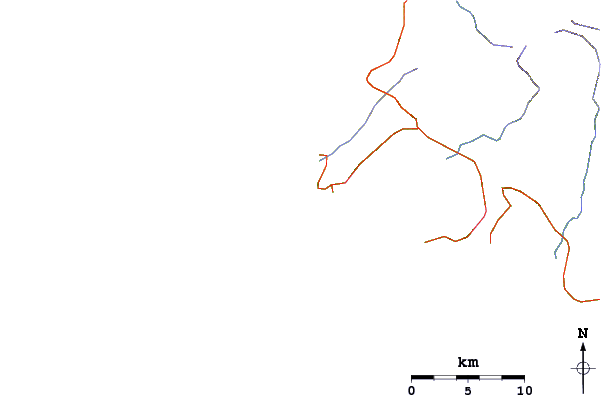 Roads and rivers around Lava Rock