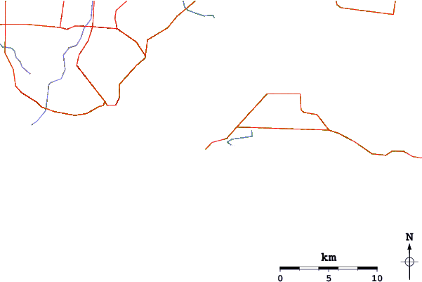 Roads and rivers around Left Point