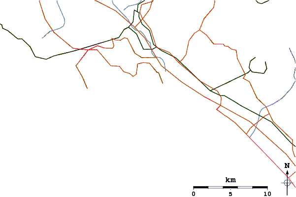 Roads and rivers around Lerici or La Venere