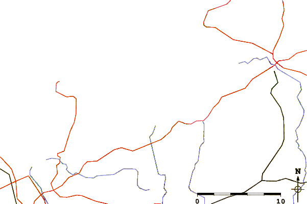 Roads and rivers around Les Sables Blancs