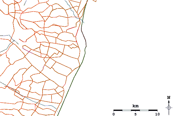 Roads and rivers around Lighthouse Reef