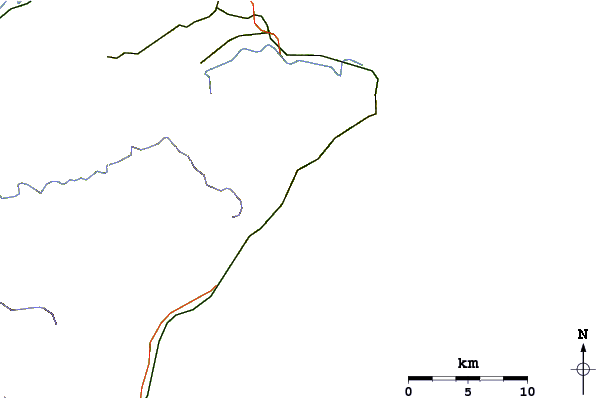 Roads and rivers around Lightning Bolt
