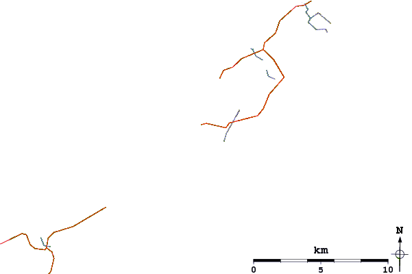 Roads and rivers around Loch Breachacha (Coll)